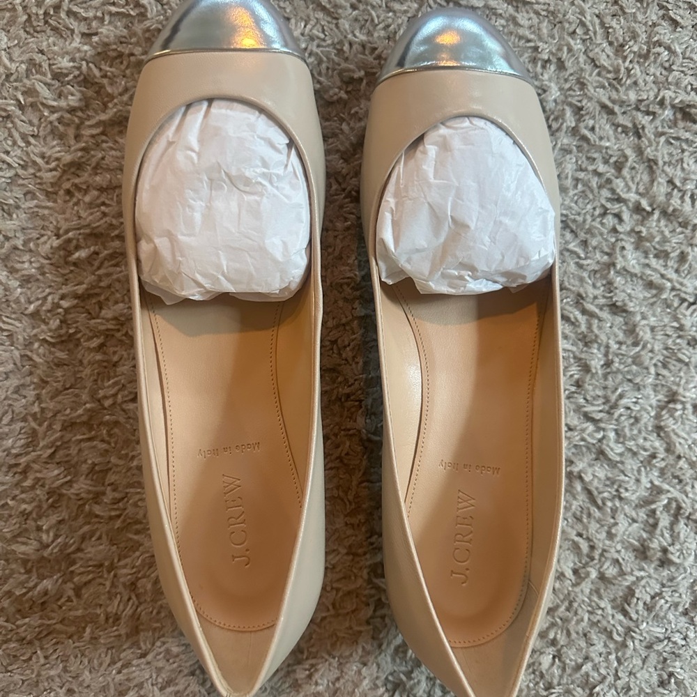 J. Crew Women's Tan and Silver Loafers